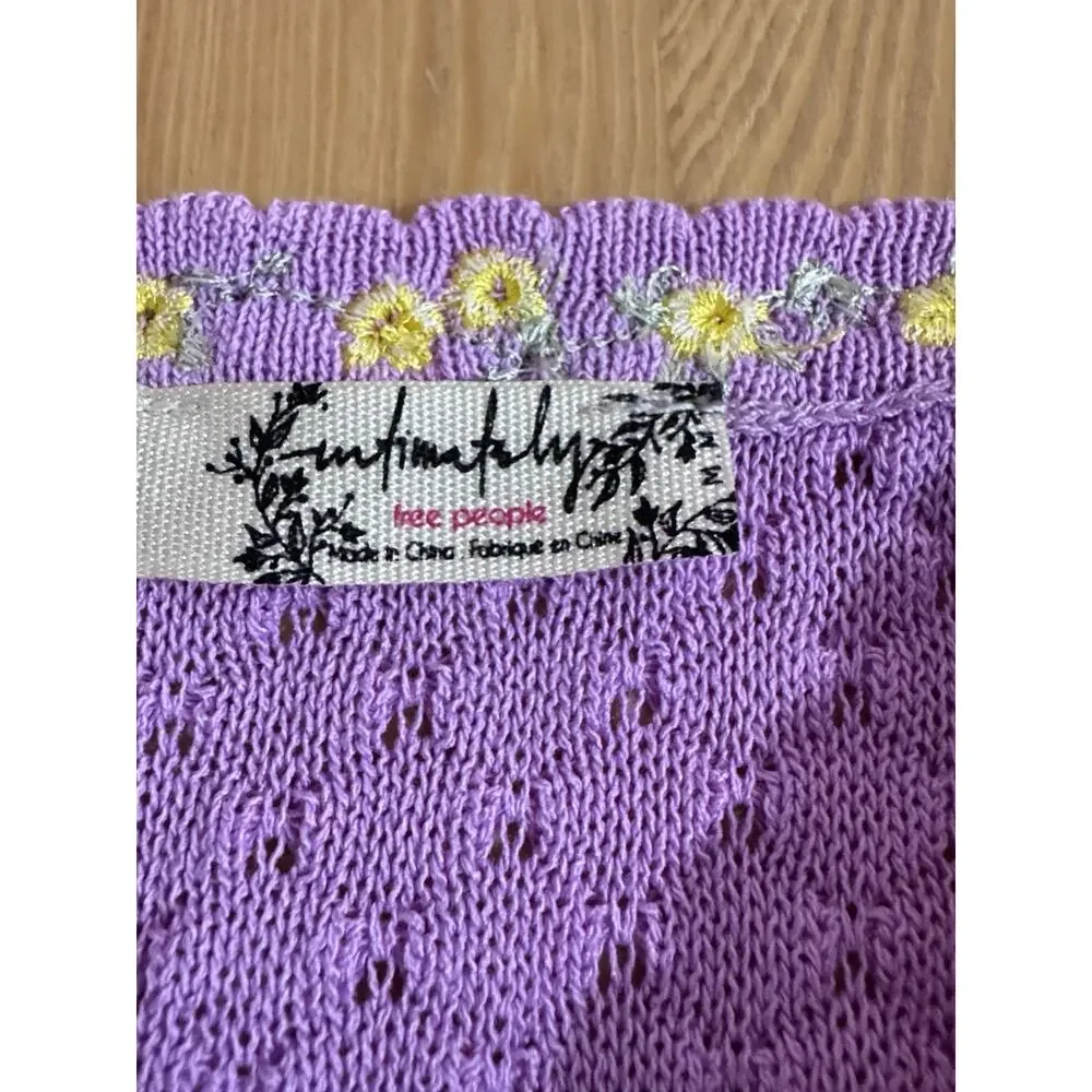 Free People Intimately Womens Top Tank Little Flirt Cami Purple Knit m